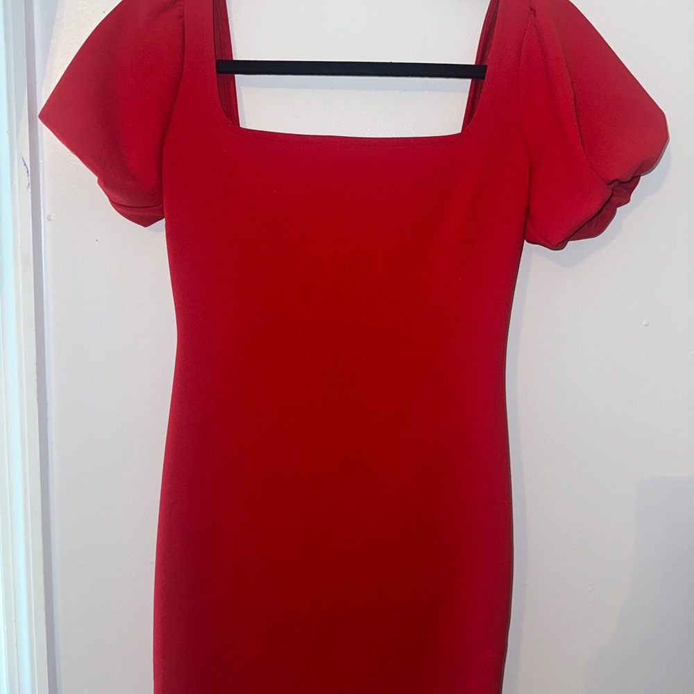 Forever 21 Red Flutter Sleeve Sheath Dress